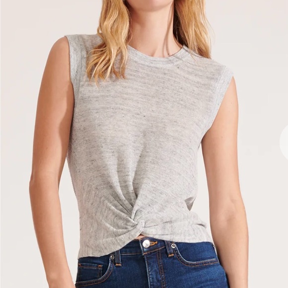 Veronica beard kellen twist front sleeveless sweater Grey Melange XL